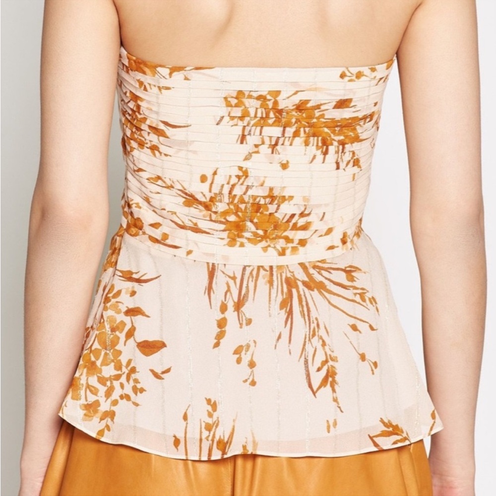 NWT Joie Damien Halter Top Silk Peach and Cream Floral Blouse Sz 0 - Picture 2 of 5